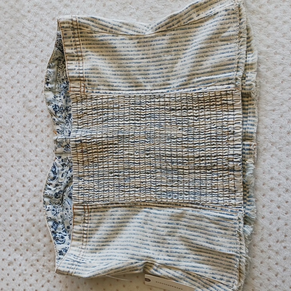 SOLD   HOST PICK ☆Anthropologie Denim Peplum Corset Top,  Blue Stripe - Picture 11 of 11